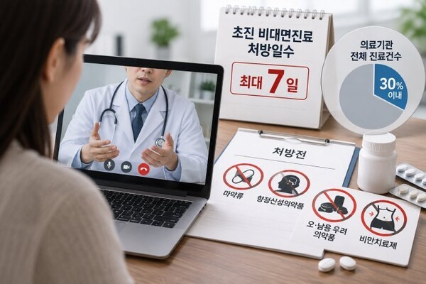 비대면진료 시행기준 구체화…초진 처방 7일·진료 비중 30% 제한